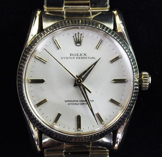 A gentlemans 1960s 14ct gold Rolex Oyster Perpetual wrist watch,